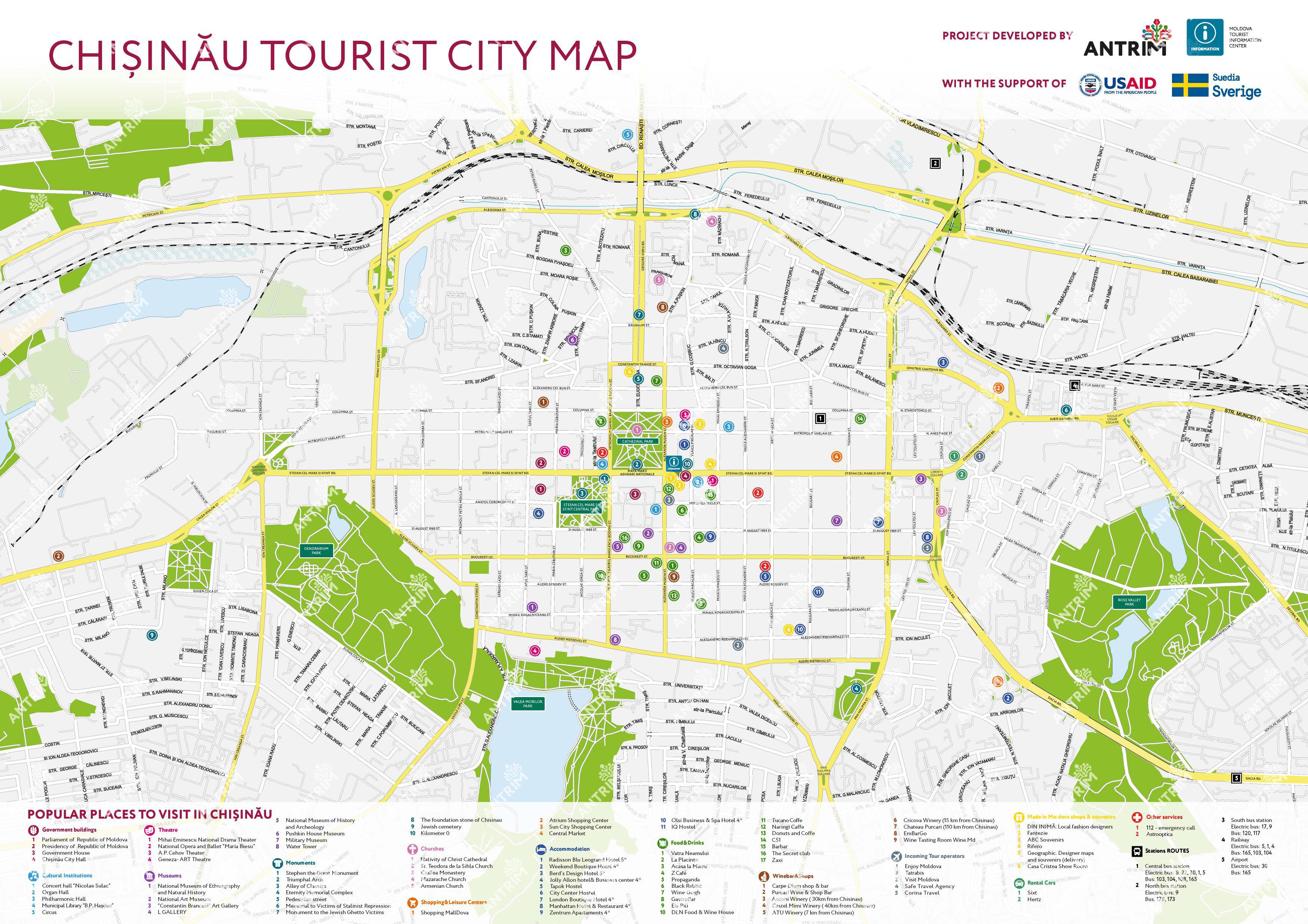 Chisinau Tourist City Map A copyright antrim.md